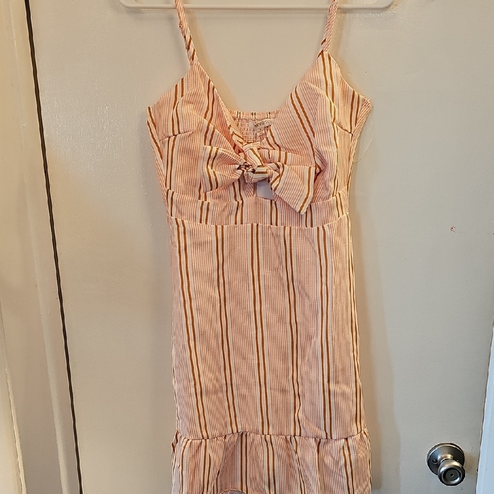 Ruffled Tiered Mini Dress in Orange and Pink